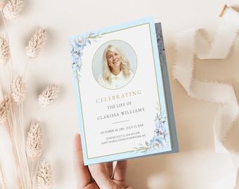 Editable Floral Funeral Program Template Celebrating the Life of Funeral Program Celebration of Life Funeral Program Instant download #F53