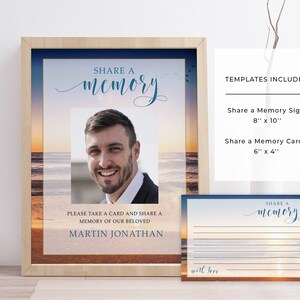 Beach Sunset Share A Memory Sign Memory Card for Man Printable Share A ...