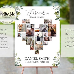 Greenery Funeral Memorial Sign, Celebration of Life, In Loving Memory Sign, Funeral Welcome Sign, Memorial Sign, Funeral  Poster sign, #F39A