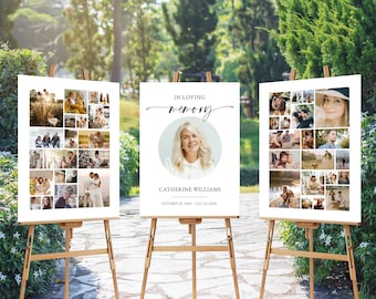 Funeral Photo Collage Sign Template, Celebration of Life Poster (Digital Download)