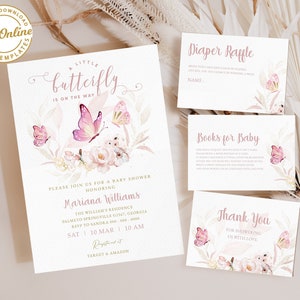 Butterfly Baby Shower Invitation Pink Butterfly Invitation Template Butterfly Baby Shower Invitation Girl Baby Shower Invite Template #BB156