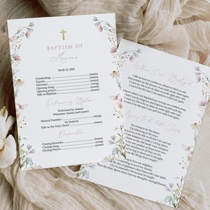 LDS Baptism Program Editable Template,  LDS Baptism Lds Girl Baptism Program Pink Wildflower Baptism Program Instant Download, #BP56