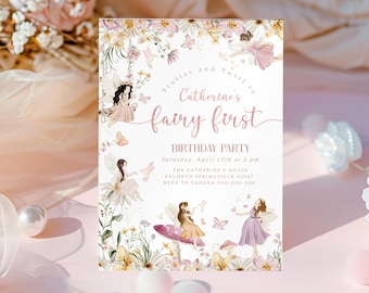 Editable Fairy Birthday Invitation, Fairy Birthday Invite, Enchanted Garden Birthday Invitation, Whimsical Birthday, Girl, Template #BD26