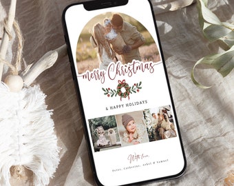 Editable Evite Christmas Card Template | Merry Christmas Cards Template | Arch Holiday Card Template | Arch Christmas Card | Corjl#CC12