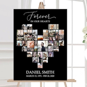 Black and Gold Celebration of Life Poster | Funeral Poster Photo Display | Memorial Poster for Funeral | Photo Board Template #F34