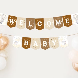 Baby Shower Pennant Banner Template, Baby Shower Bunting, Elephant Baby ...
