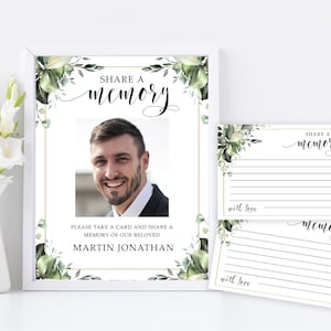 Hojas verdes Comparte un signo de memoria y tarjetas Tarjeta de memoria funeraria para hombre Imprimible Comparte una tarjeta de memoria Funeral Comparte un signo de memoria #F116