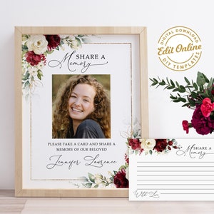Roses rouges blanches Partager une carte mémoire et signer une carte mémoire pour funérailles à imprimer Partager une carte mémoire pour des funérailles Carte mémoire pour funérailles Floral Flower #F45