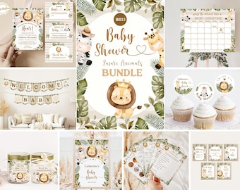 Safari Animals Baby Shower Bundle, Jungle Games, Instant (Digital Download) BB15