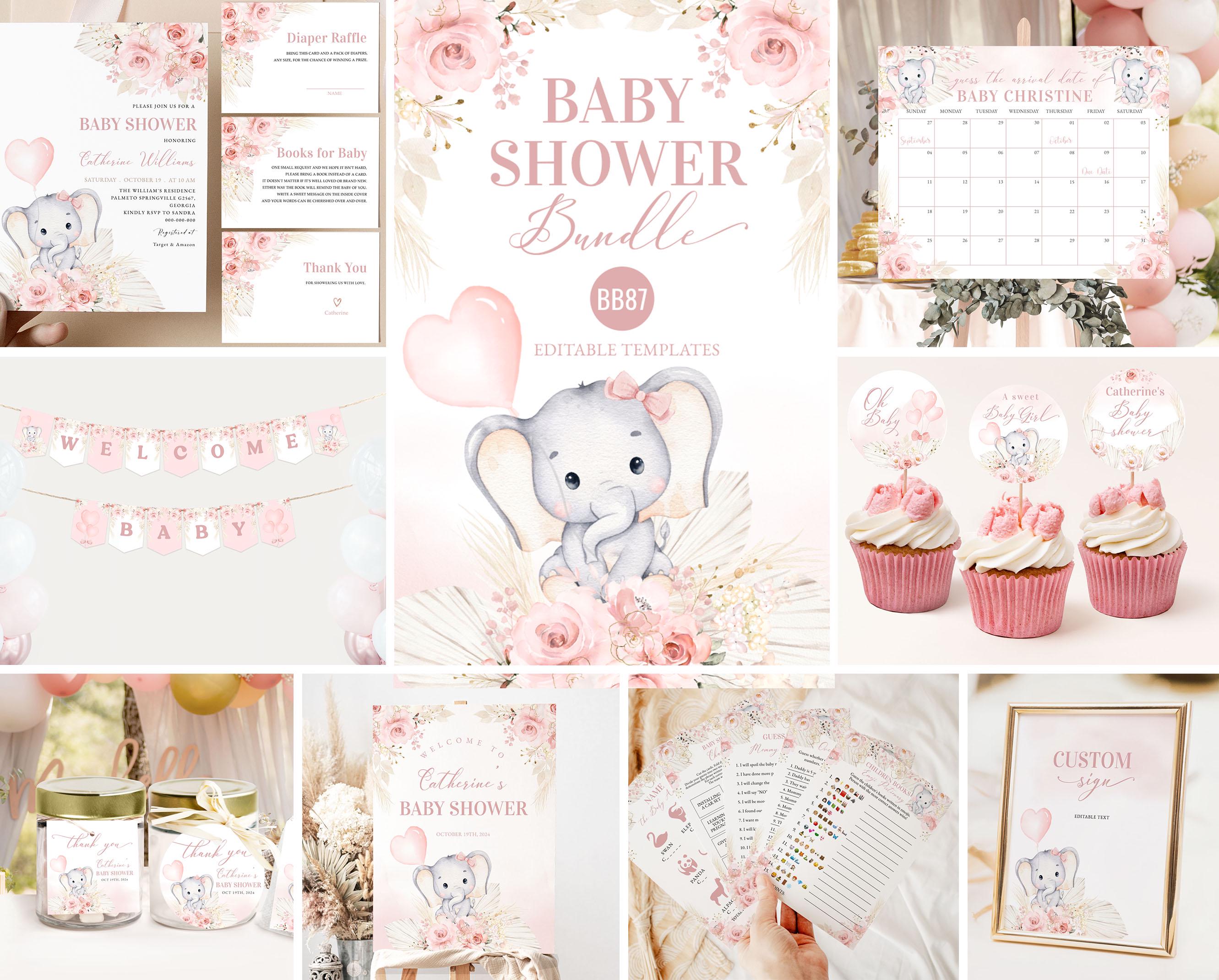Süße Elefanten-Wabendeko Für Die Babyparty – Rosa & Niedlich