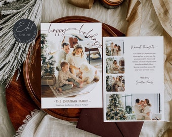 Christmas Card Template, Happy Holiday Card Template, Merry Christmas card template, Merry Christmas Photo Card Template, Editable#C11