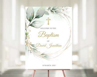Editable Baptism Welcome Sign Template, Greenery Baptism Welcome Sign, Editable Baptism Welcome Sign, Communion Welcome Sign, #BP116