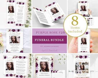 Editable Funeral Bundle, Funeral Program Bundle, Celebration of Life Package, In Loving Memory Suite, Memorial Package, Funeral Set  #F26