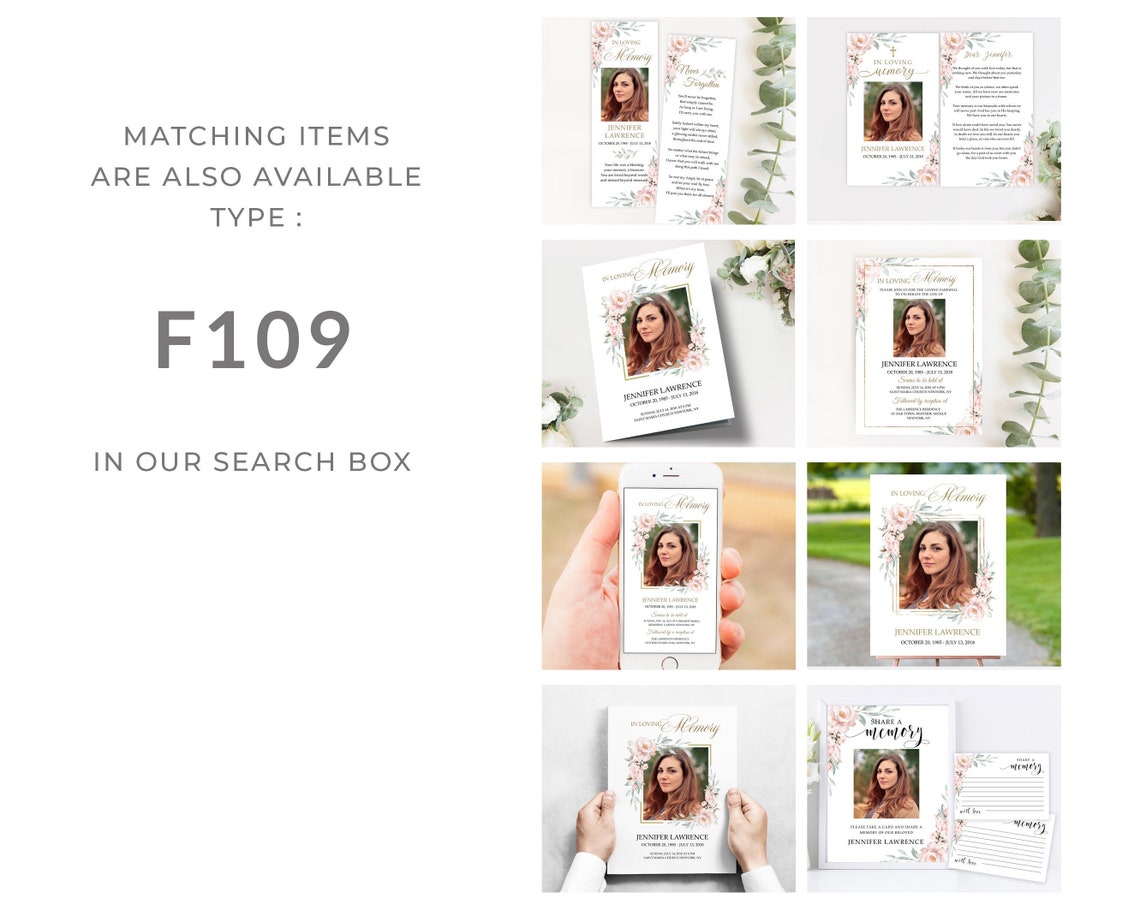 Editable SET Funeral Sign Collage Templates, Blush Pink Funeral Photo ...