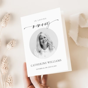 Minimalist Funeral Programs Template Simple Funeral Memorial program Printable Order of Service Funeral foldable Celebration of life #F72