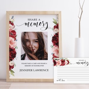 Reshaim Roses Card Editable Red Rose Share A Memory Cards & Sign Funeral Memory Card ...