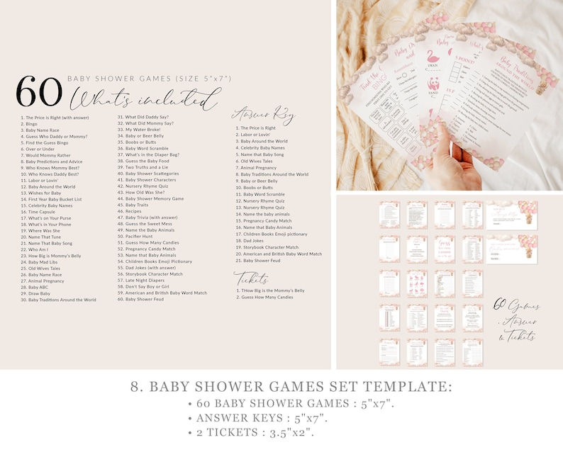 Pink Bear Baby Shower Bundle Air Balloon Invitation Bundle Pink Girl ...