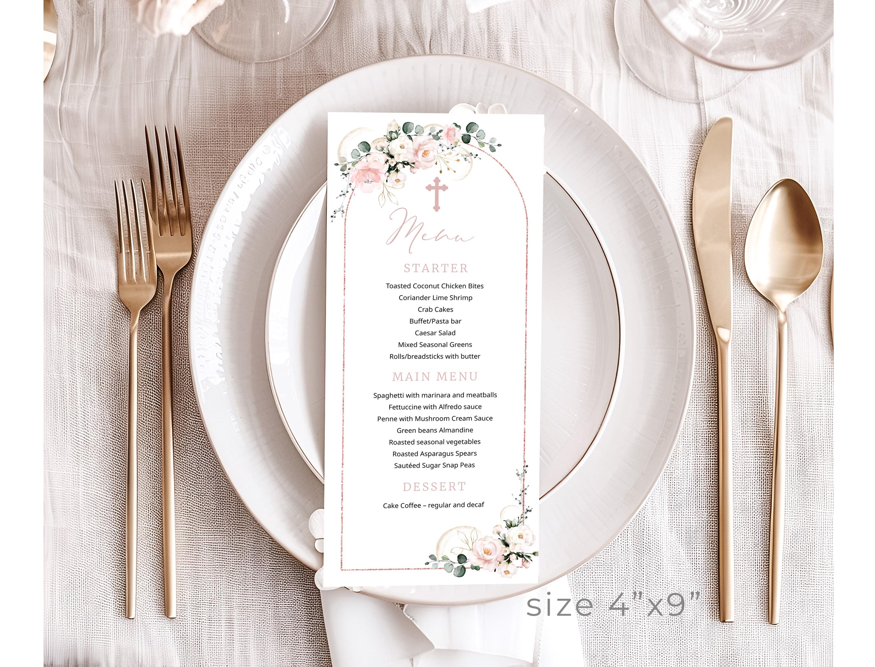First Menu Ideas First Holy Communion Menu Template, First Communion Dinner Menu, Rustic ...