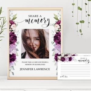 Cartes mémoire funéraires roses violettes et signe carte mémoire funéraires modifiable Partager une carte mémoire Carte mémoire funérailles fleur # F26