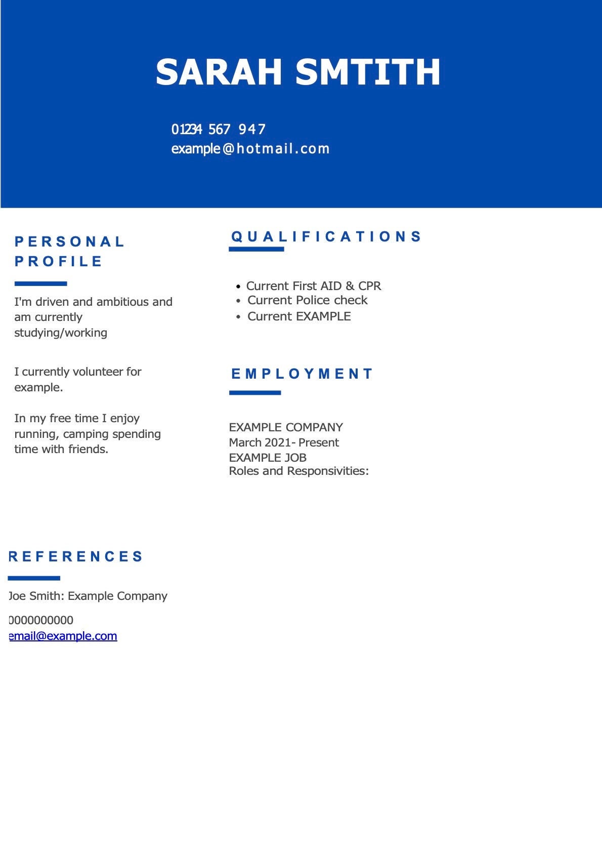 BASIC CV TEMPLATE - Etsy