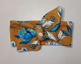 Serre-tête noeud bébé fille - Tissu extensible à motif floral