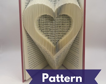 Modèle de pliage de livre double coeur, art de livre plié coeur à l'intérieur d'un coeur, conception de livre en origami, bricolage, instructions, modèle de livre plié