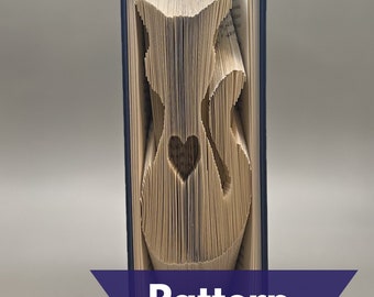 Modello pieghevole per libro con gatto e cuore - Libro piegato con un simpatico gattino con un disegno a cuore - Include modello e istruzioni / Tutorial