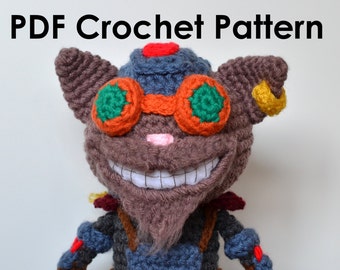 Crochet Ziggs Amigurumi Pattern Leage of Legends Unique Gift for Gamers Nerdy Decor Arcane Fans