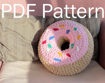 Crochet Donut Pattern Sweet Accessory Whimsical Home Decor Gift for Donut Lovers Unique Pillow