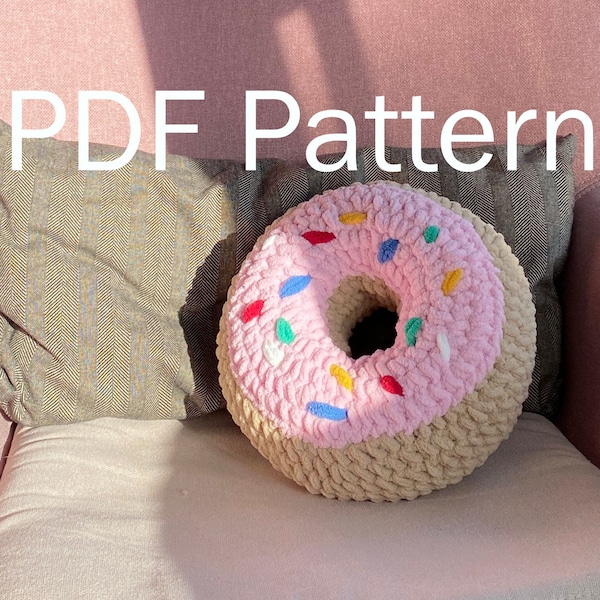 Crochet Donut Pattern Sweet Accessory Whimsical Home Decor Gift for Donut Lovers Unique Pillow