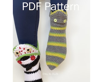 Crochet Slippers Pattern Monster Movie Socks Funny Footwear Halloween Fashion Gift Spooky Boutique