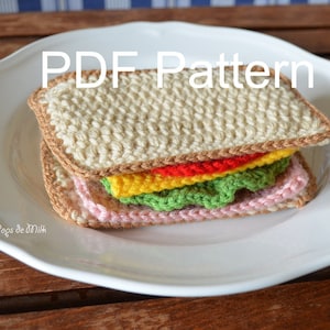 Crochet Sandwich Coaster Pattern Fun Home Decor Kids Play Food Gift for Foodies Funky Kitchen Accessory