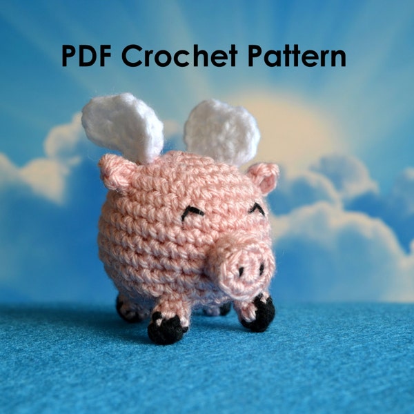 Crochet Flying Pig Amigurumi PATTERN Cute Collectible Piglet Companion Kids Toy Nursery Decor Handmade Gift