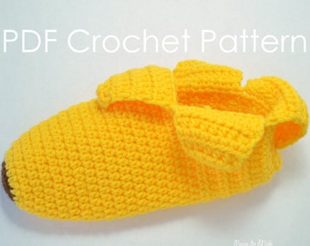Crochet Banana Peel Slippers Pattern Whimsical Socks Comfortable Footwear Funny Handmade Gift for Dad