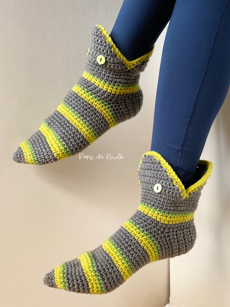 Crochet Slippers Pattern Monster Movie Socks Whimsical Footwear Halloween Fashion Gift Spooky Boutique image 4