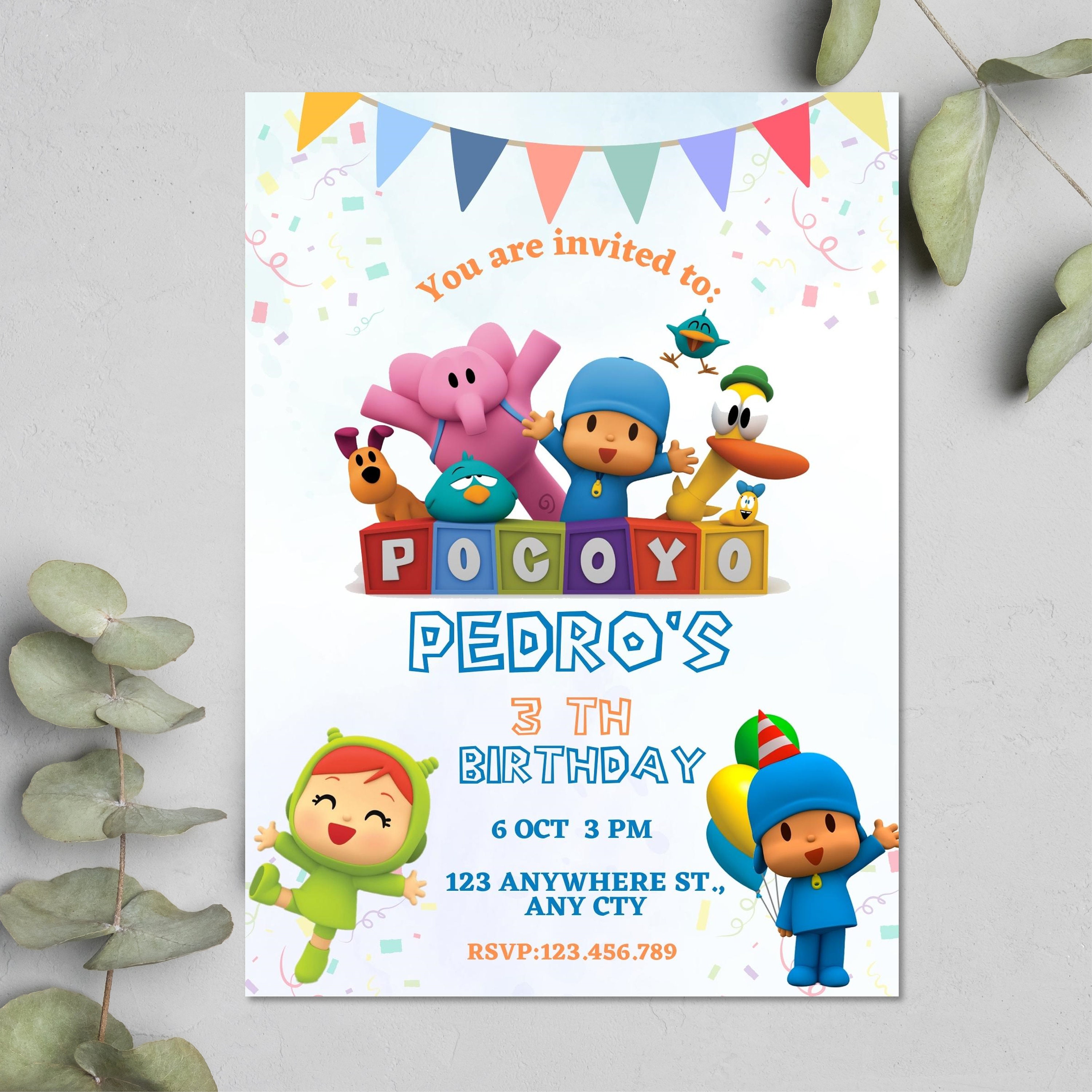 Editable Pocoyo Birthday Invitation Pocoyo Invitation Pocoyo Party Kids ...