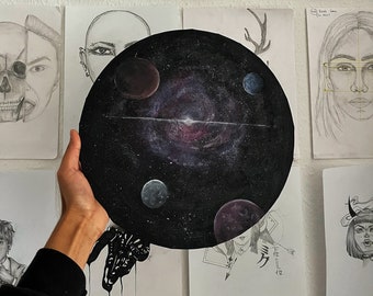 Handmade galaxy space art on canvas