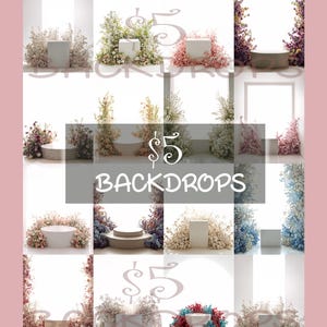 Floral Podium Set Digital Backdrops, Maternity Backgrounds, Studio Backdrops