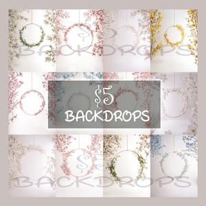 White Flower Rings Set Digital Backdrops, Maternity Backgrounds, Studio Backdrops
