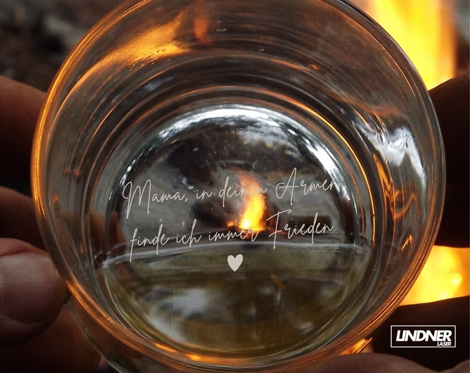 Personalized gift for mom, personalized whiskey glass with personal message for birthday, "In your arms I always find"