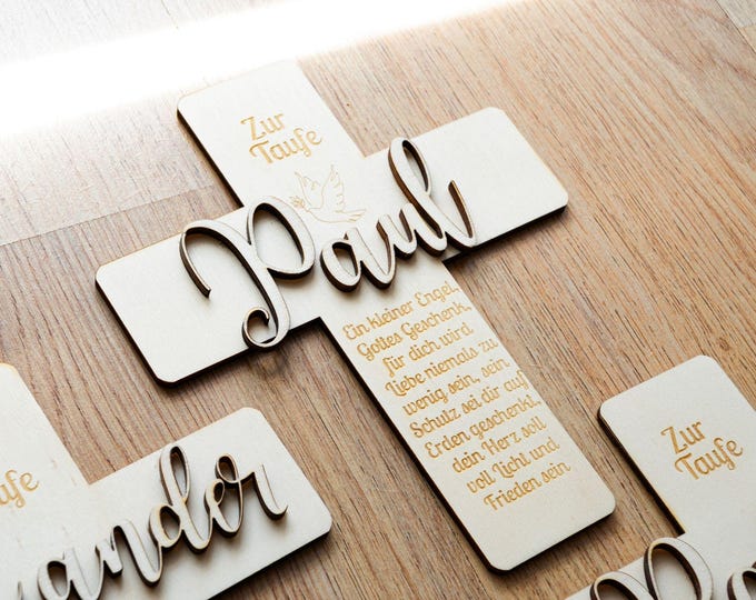 BAPTISM CROSS - personalized baptism gift for girls and boys, handmade wooden cross for children, baptism gift for girls