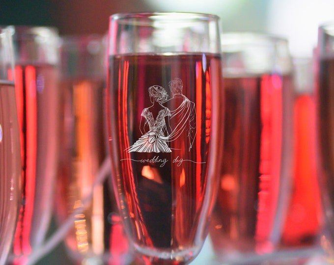 Champagne glass with engraving for a wedding Champagne glass personalized with a saying for a birthday or wedding, Personalized champagne glass as a gift