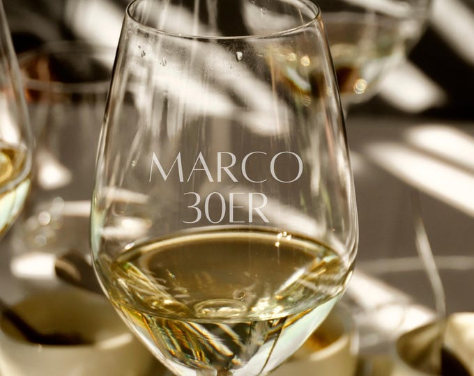 Wine glass personalized 30s name engraving with year, your own personalized wine glass with engraving for birthday, party