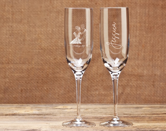 Champagne glass personalized with engraving, champagne glass personalized with saying for birthday or wedding, personalized champagne glass as a gift