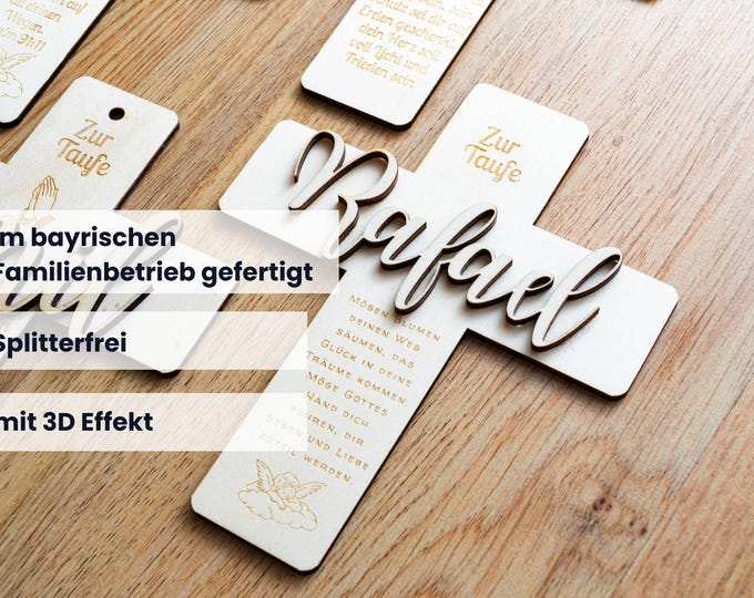 BAPTISM CROSS - personalized baptism gift for girls and boys, handmade wooden cross for children, baptism gift for girls