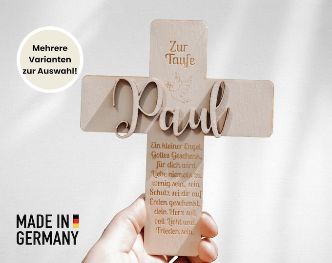 Baptism gift BAPTISM CROSS - personalized baptism gift for girls and boys, handmade wooden cross for children, baptism gift