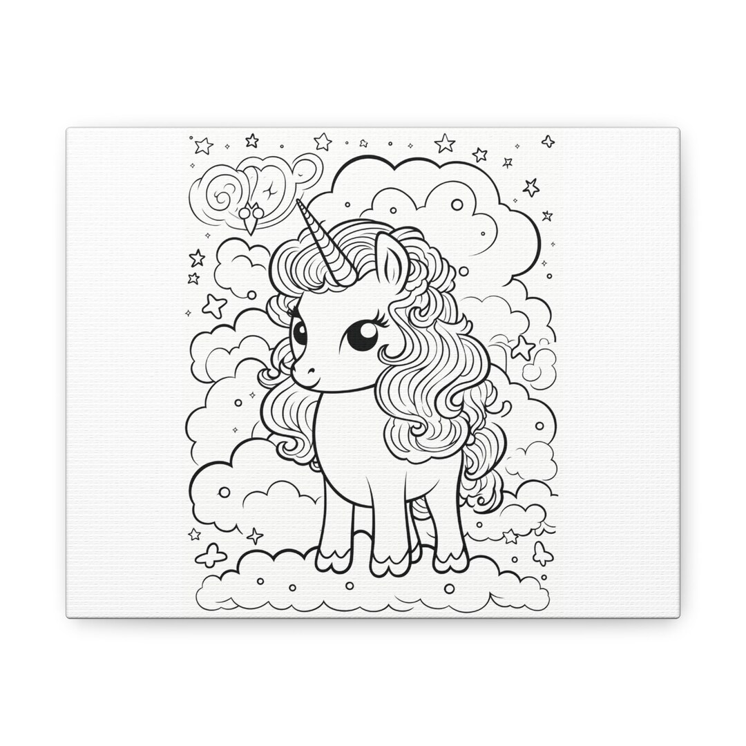Color Your Own Unicorn Canvas, Kids DIY Room Decor, Kids Party Favor ...