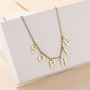 Gold Initial Necklace, Personalized Name Necklace, Custom Silver Letter Name Necklace, Minimalist Necklace for Women, Mothers Day Gifts
