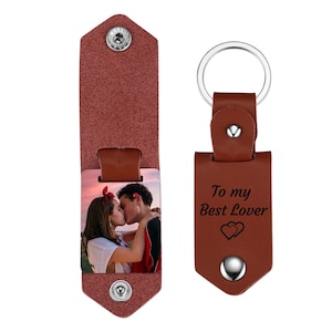 Leather Keychain with Photo, Leather Accessories, Man Keychain, Leather Accessories, Men Birthday Gift, Gift for Him, Gifts for Boyfriend