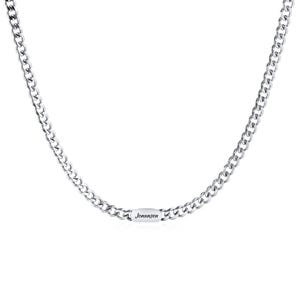 Custom Name Necklace, Mens Name Necklace, Custom Name Jewelry, Silver Curb Chain, Men Personalized Minimalist Necklace, Gift For Him